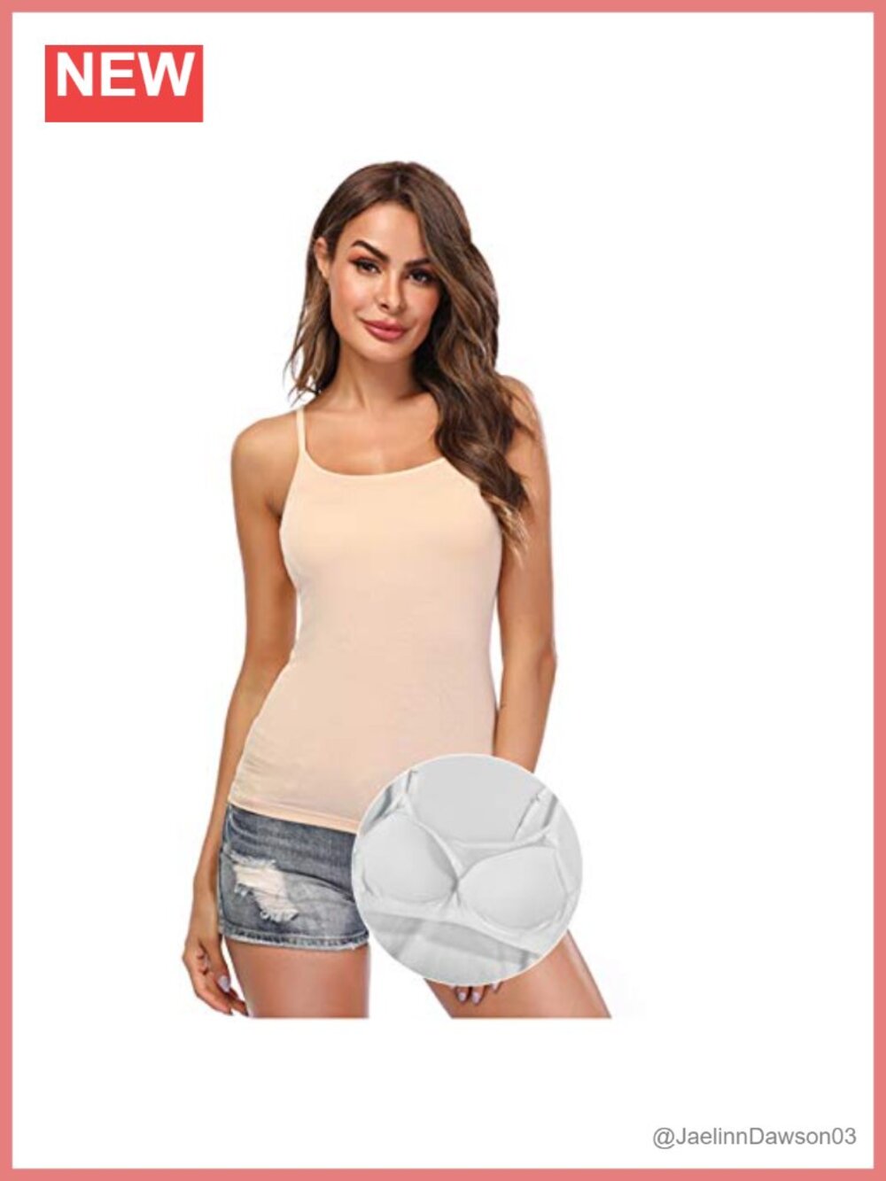 Women's Camisole Built-in Bra Padded Spaghetti Tank Top Slim Fit
